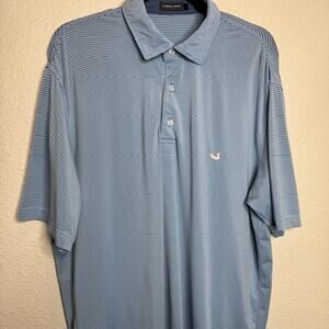 Southern Marsh Performance Polo Blue Stripe Golf Shirt Sz Medium